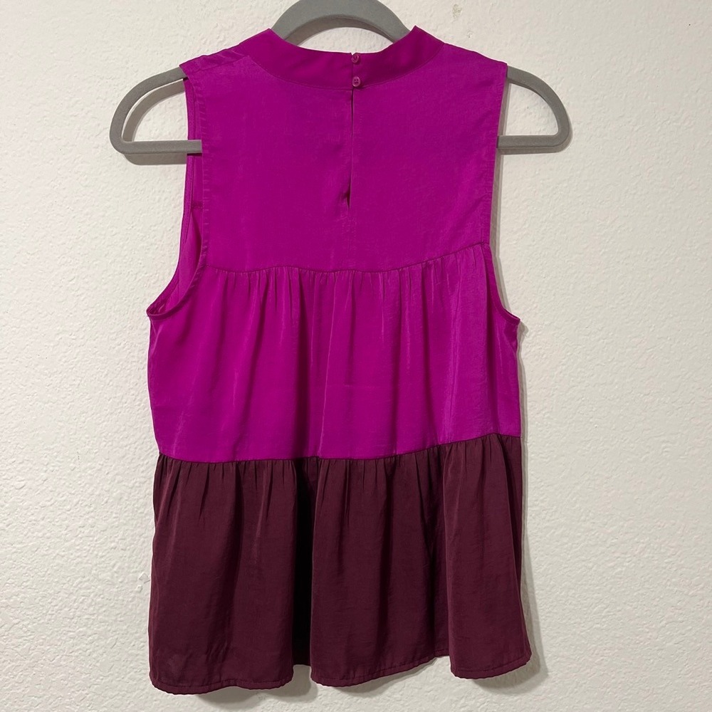 Banana Republic Colorblock Tiered Sleeveless Blouse S Barbiecore Chic Top - Picture 3 of 7